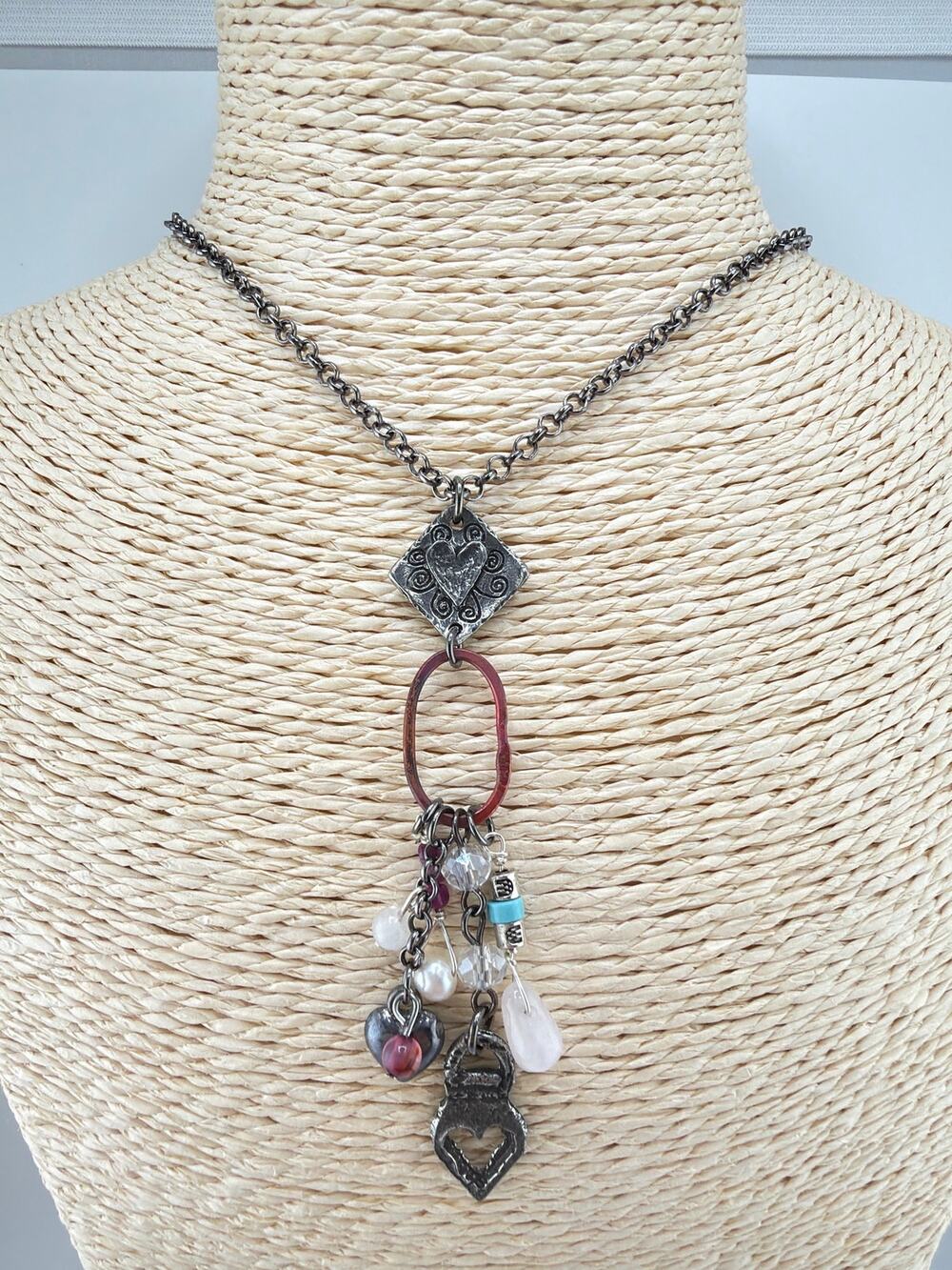 Handcrafted Artisan Made Multi-Charm "INVICITI" Pendant Necklace Gemstone